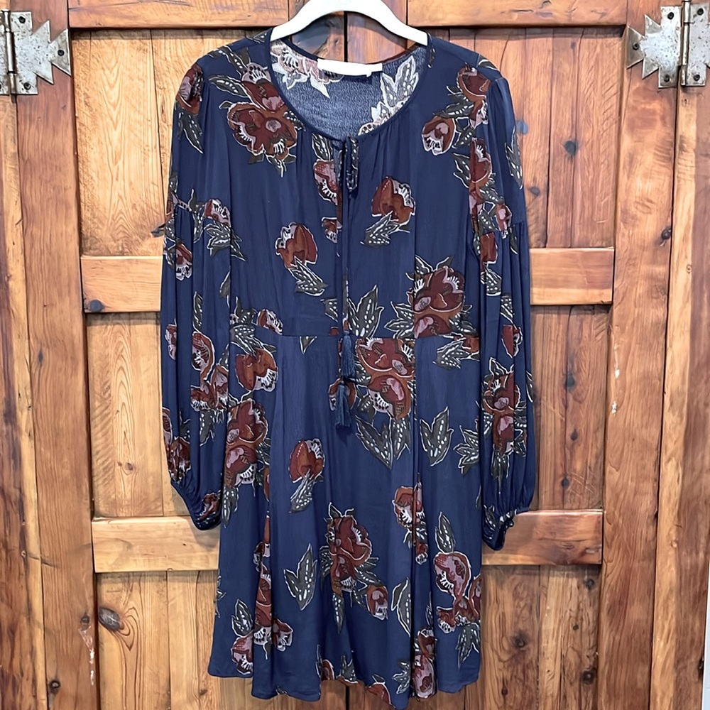 ASTR the Label Ethel Navy Floral Dress